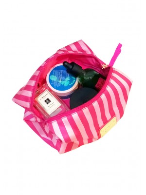 VCHB-217*VICTORIA'S SECRET PRINT LARGE COSMETIC BAG (STRIPE)